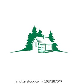 Cabin and nature Logo Vector