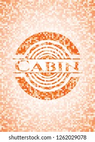 Cabin orange mosaic emblem with background