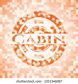 Cabin orange mosaic emblem with background