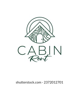 cabin rental company logo design. Vector illustration of simple wooden cabin. modern logo design vector icon template