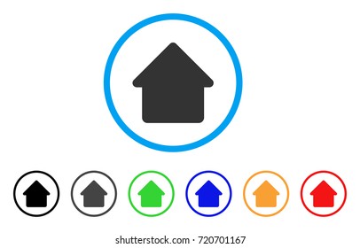 Cabin rounded icon. Style is a flat cabin grey symbol inside light blue circle with black, gray, green, blue, red, orange versions. Vector designed for web and software interfaces.