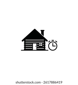 Cabin Time Management Concept Illustration Featuring House And Clock Icon