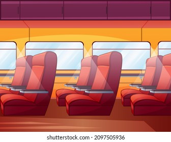 A cabin of a train, seats with brown leather