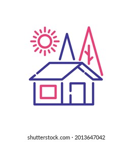 Cabin vector 2 colours line icon style illustration. EPS 10 file 