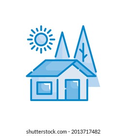 Cabin vector blue colours icon style illustration. EPS 10 file 