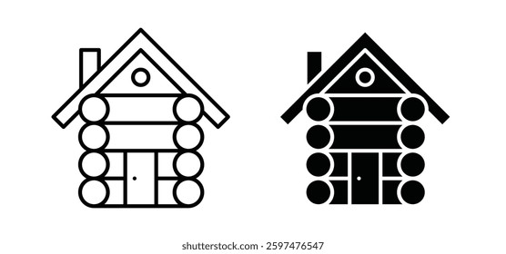 Cabin vector icon set black filled and outlined style.