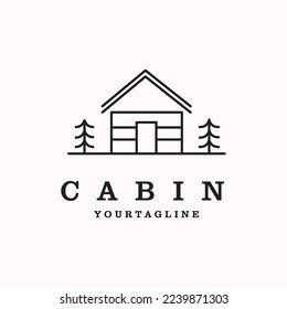 cabin vector line art minimalist illustration design icon logo
