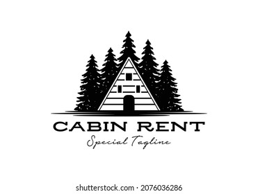 Cabin, villa, house rent logo design template inspiration