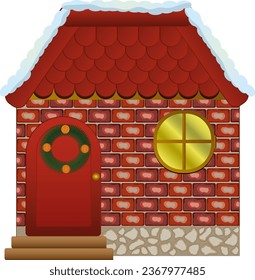 the cabin in winter,  home, christmas, building, architecture, decoration, garlands, santa clouse house , snow in the roof
