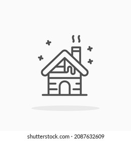 Cabin wood christmas snow icon. Editable Stroke and pixel perfect. Outline style. Vector illustration. Enjoy this icon for your project.