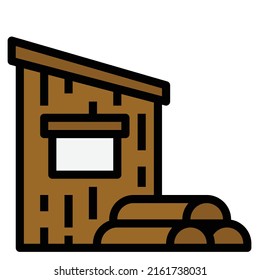 Cabin And Wood Icon Vector Illustration