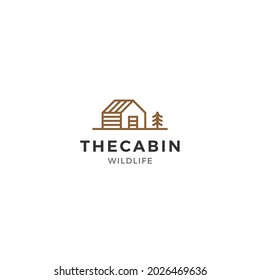 Cabin wooden house line logo symbol.