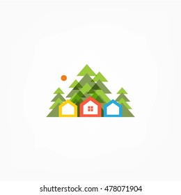 Cabin in the woods. Vector illustration