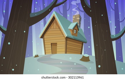 Cabin in woods - Winter
