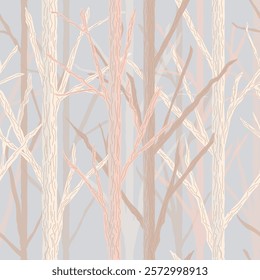 Cabincore Forest in Muted Earth Colors of Beige and Burnt Sienna and Blue Gray creating a seamless pattern print background