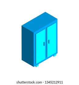 Cabinet 3, 3D Vector Isometric Icon blue and cyan color