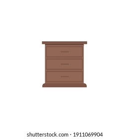 Cabinet archive file document. Drawer vector flat design illustration, Drawer icon isolated on white background. Closet wardrobe. Natural wooden interior Furniture. Commode vector icon in flat style.