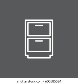 Cabinet, archive line icon, outline vector sign, linear white pictogram. Symbol, logo illustration. Editable stroke. Pixel perfect