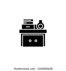 Cabinet black icon concept. Cabinet flat  vector symbol, sign, illustration.