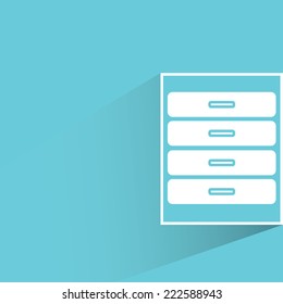 cabinet in blue background, flat and shadow design