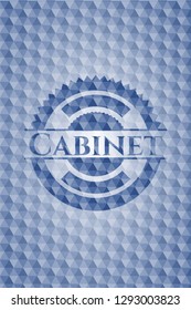 Cabinet blue badge with geometric background.
