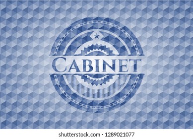 Cabinet blue hexagon emblem.