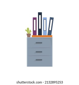 Cabinet for documents isolated on the white background. Office furniture vector icon
