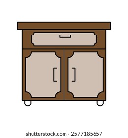 cabinet drawer icon with white background vector stock illustration