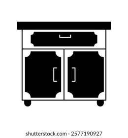 cabinet drawer icon with white background vector stock illustration