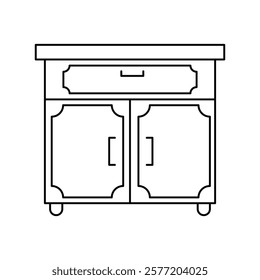 cabinet drawer icon with white background vector stock illustration