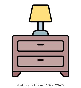 cabinet drawer with lamp using soft color and filled line style