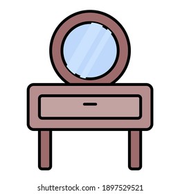 cabinet drawer with mirror makeup using soft color and filled line style