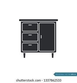 Cabinet Drawers Icon Vector Template