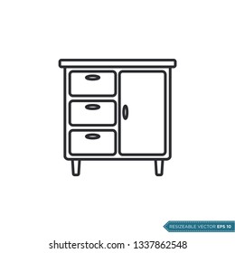 Cabinet Drawers Icon Vector Template