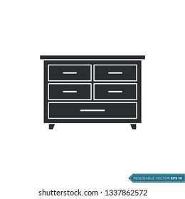 Cabinet Drawers Icon Vector Template