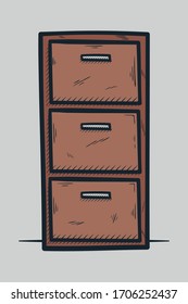 Cabinet engraved illustration vector template 