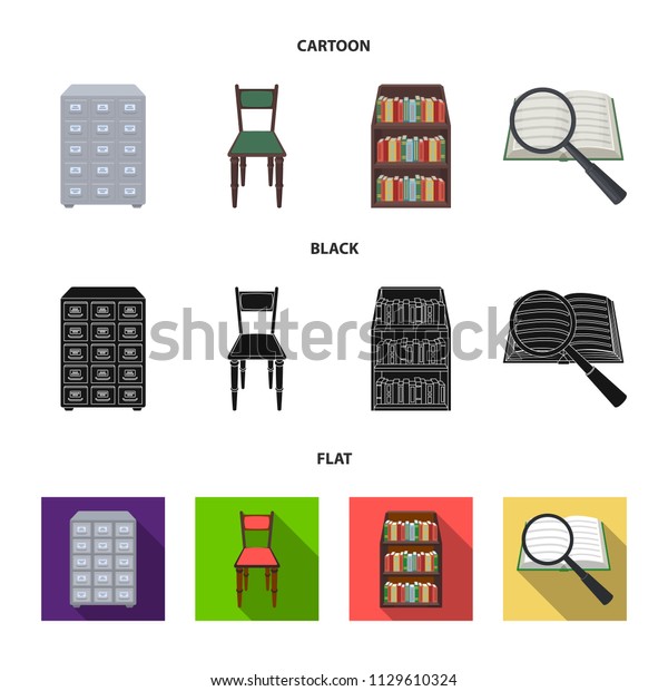 Cabinet Filing Cabinet Chair Shelves Information Stock Vector