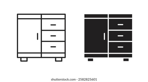 Cabinet filled and outlined icons vectors on white background