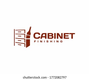 Cabinet finishing and refinishing logo design. Varnishing furniture vector design. Wood stain logotype