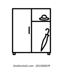 Icono plano de gabinete. Pictograma para web. Icono de línea. Aislado sobre fondo blanco. Pasos de vector de contorno10