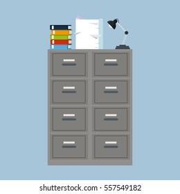 cabinet folder file binder lamp pile document
