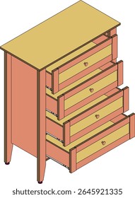 Cabinet furniture illustration on white background