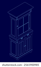 cabinet furniture outline isolated. Vector illustration. Isometric view