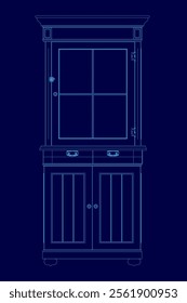 cabinet furniture wireframe isolated. Vector illustration