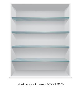 Cabinet with glass shelves, vector illustration