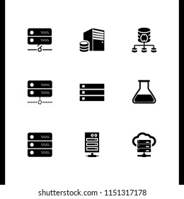 cabinet icon. 9 cabinet set with chemistry class flask with liquid for experimentation and server vector icons for web and mobile app