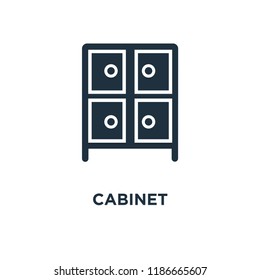 Cabinet icon. Black filled vector illustration. Cabinet symbol on white background. Can be used in web and mobile.