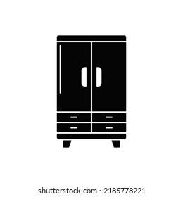 Cabinet icon in black flat glyph, filled style isolated on white background