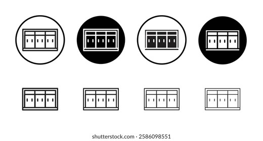 Cabinet icon Black line art vector logo set