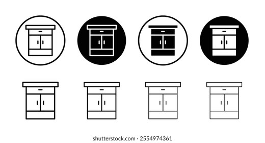 Cabinet icon Black and white outline vector